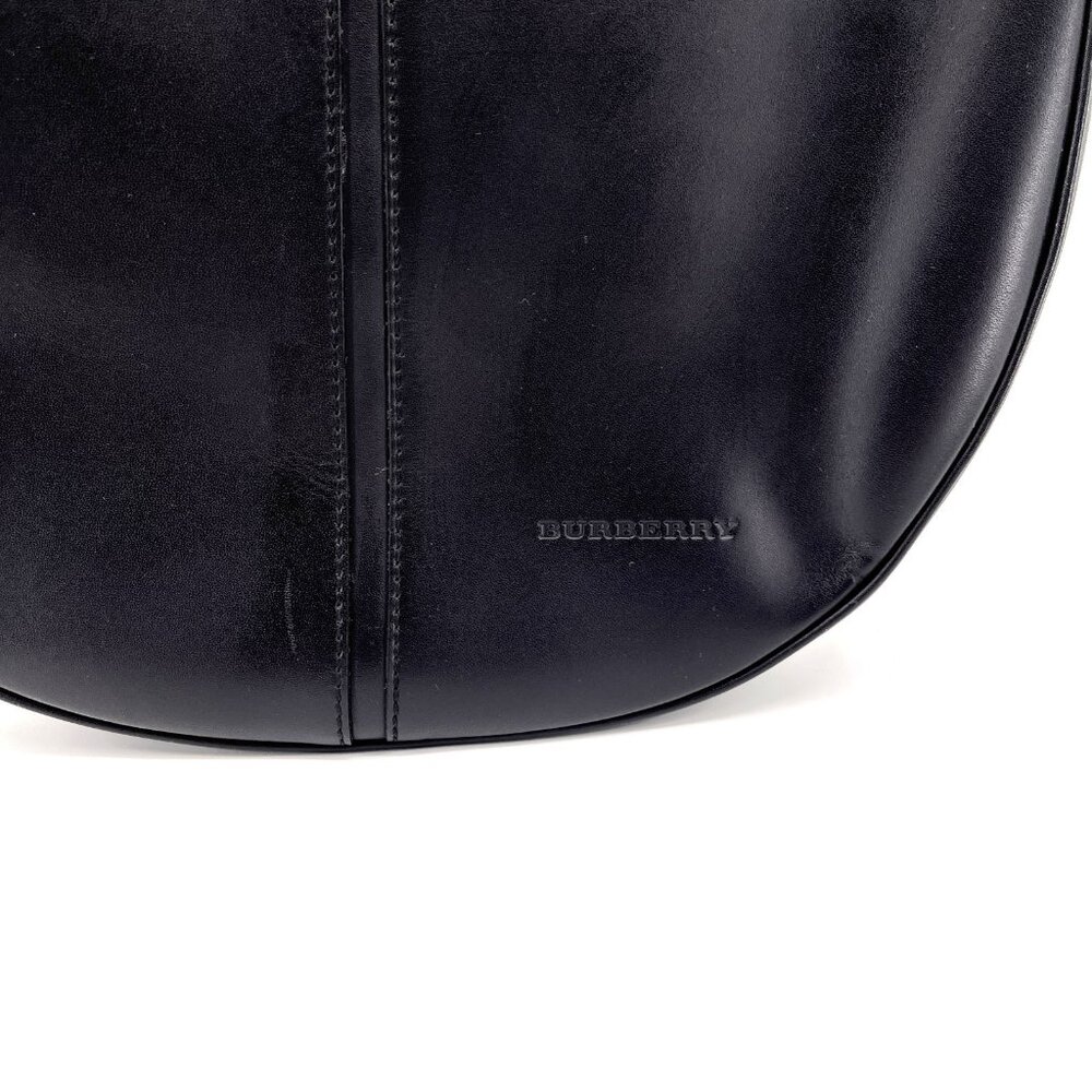 Burberry Leather Shoulder Bag Black Zip Top Silver Hardware Inner Pocket - Picture 3 of 13